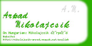 arpad mikolajcsik business card